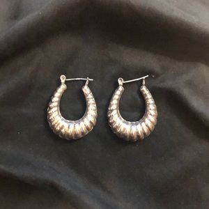 Sterling silver shrimp hoop earrings